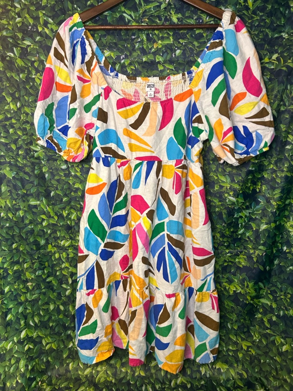 Tabitha Brown Pink Yellow Brown Multicolor Leaf-Print Top
